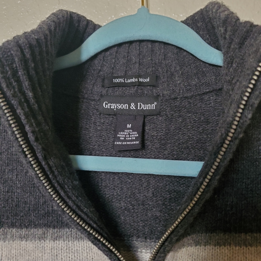 100% Wool Grey Quarter Zip Pullover - image 5